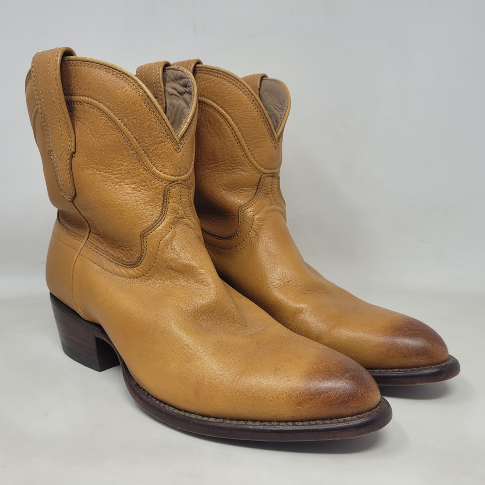 Tecovas Boots 8.5B Tan Leather Penny Roper Western Ankle Booties Desert Calf